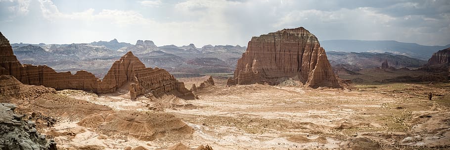 brown rock formation mountains, scenic, landscape, rocks, formations HD wallpaper