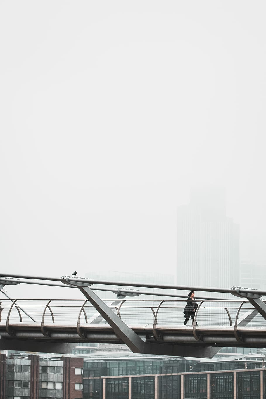 woman walking on the pass, photography of person walking on bridge HD wallpaper