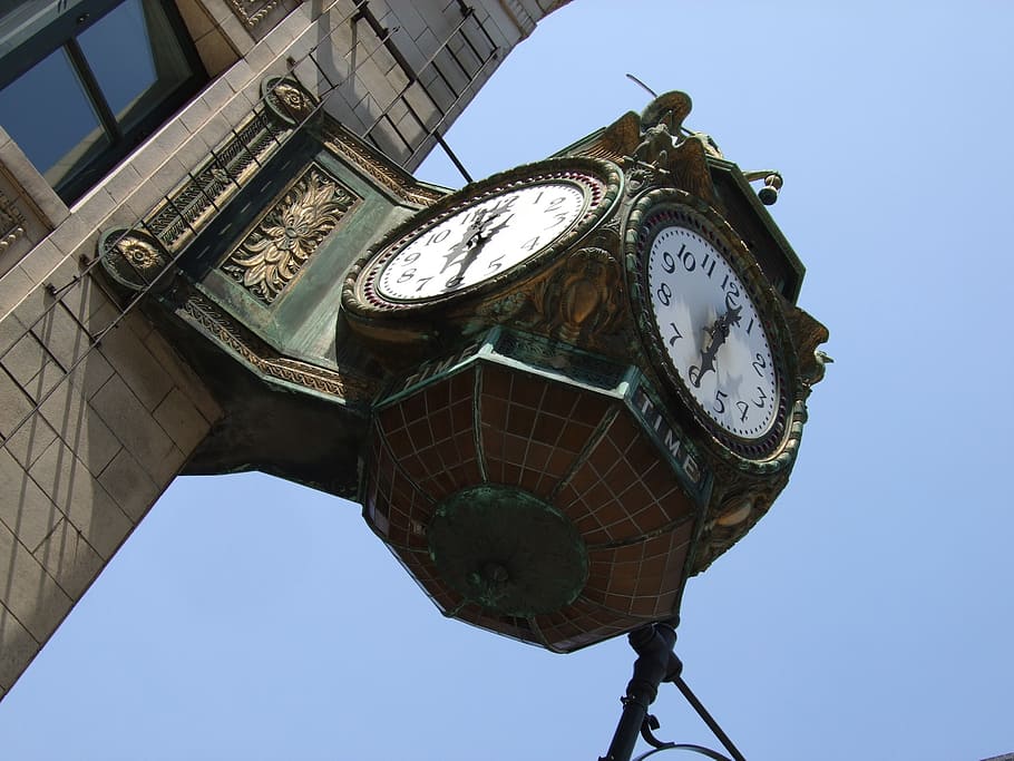 clock, chicago, retro, architecture, landmark, building, architecture design HD wallpaper