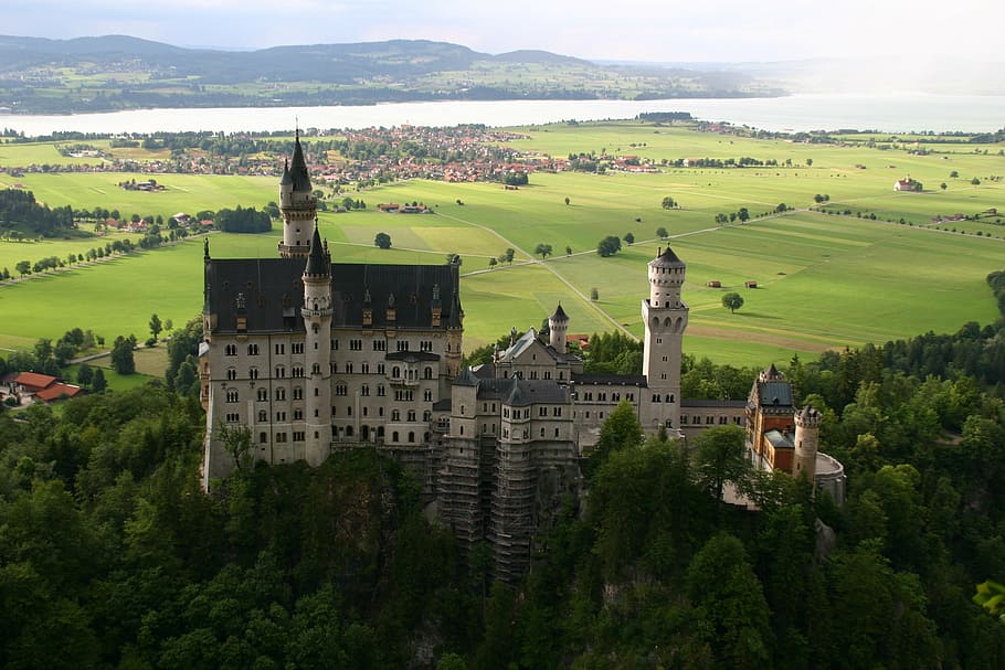 Neuschwanstein Castle, Bavaria, tower, architecture, germany HD wallpaper
