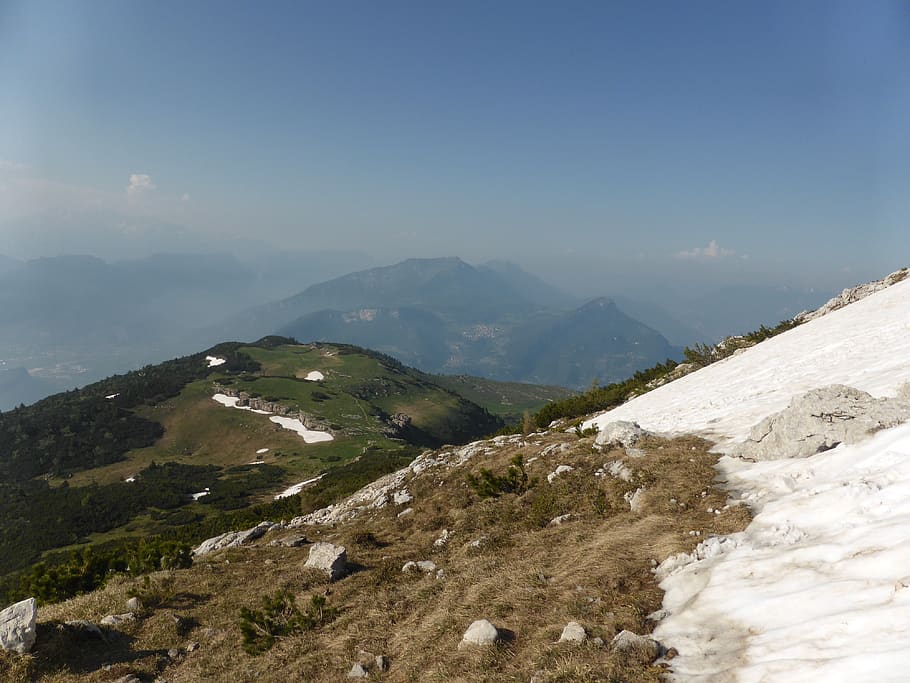 horizons, mists, sky, mountain, beauty in nature, scenics - nature HD wallpaper