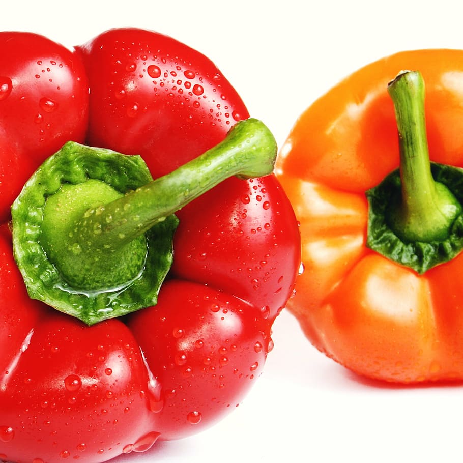 red and orange pepper, paprika, bio, healthy, food, vegetables, HD wallpaper