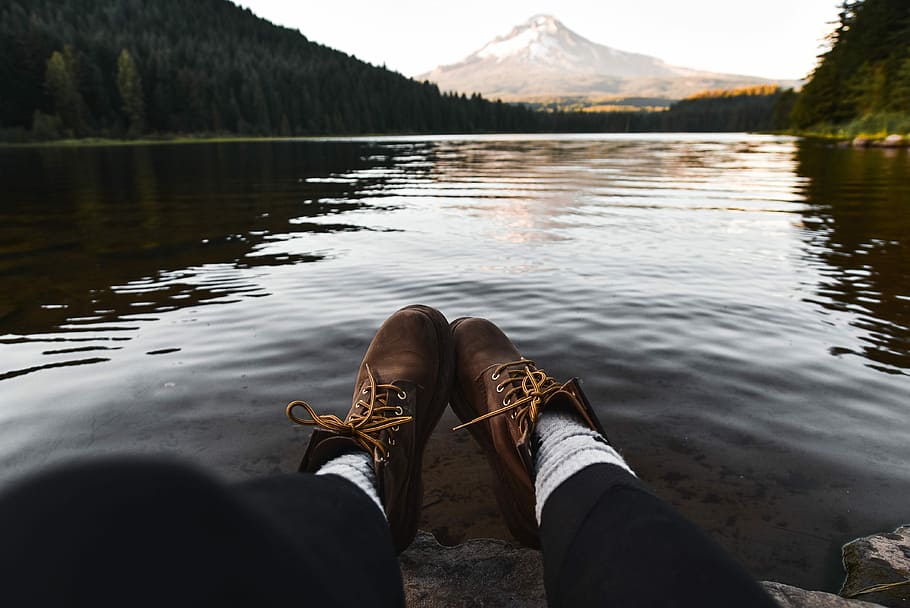 For the nights like this., person sitting in front of lake, mountain HD wallpaper