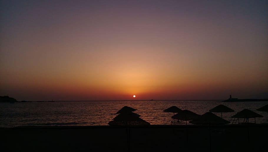sunset, solar, landscape, clouds, sky, peace, turkey, beach HD wallpaper