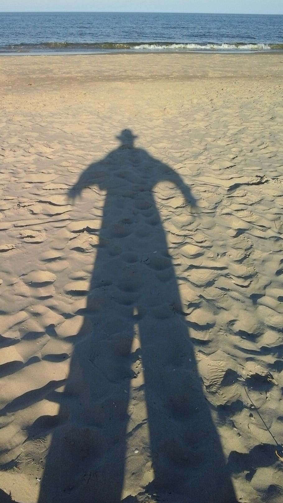shadow, beach, sand, irish sea, nature, land, focus on shadow HD wallpaper