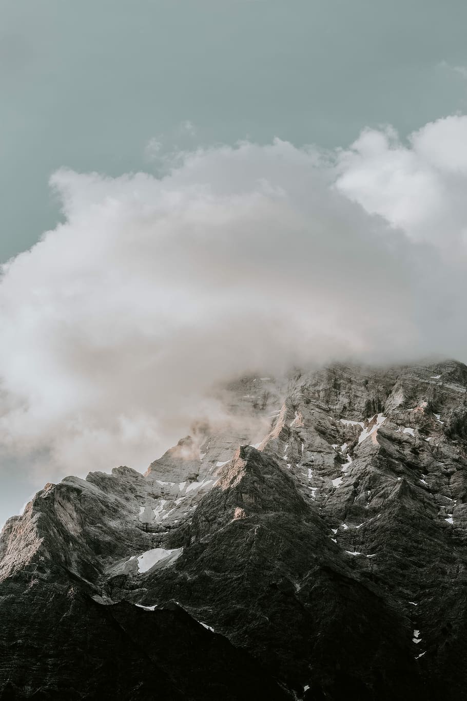 clouds covering mountains, gray mountains covered by clouds, nature HD wallpaper