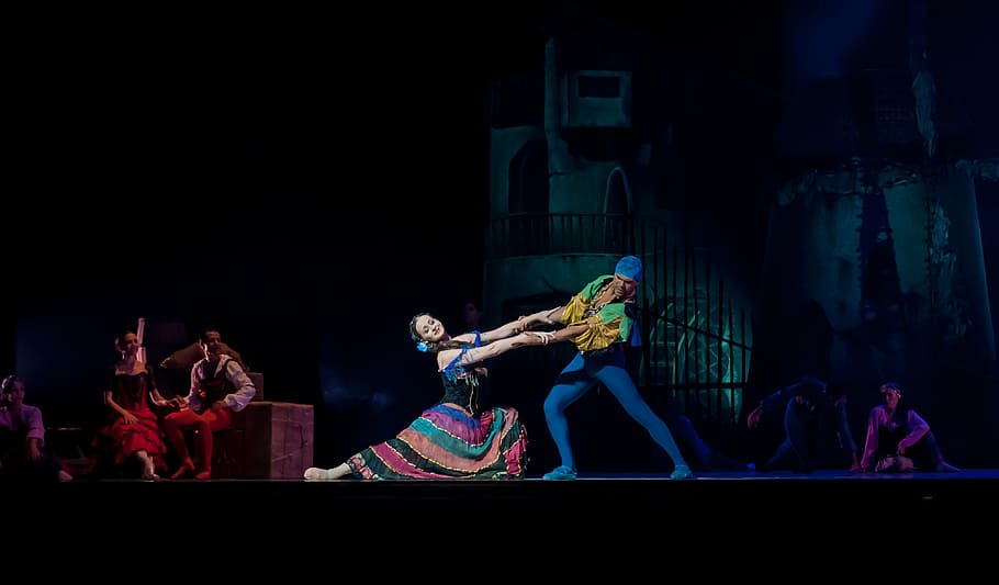 group of people performing on stage, ballet, ballerina, performance