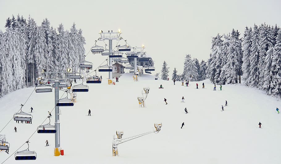people skiing on snow, winterberg, north slope, hochsauerland, HD wallpaper