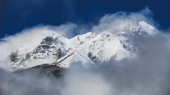 landscape photo of white mountains, landscape photo of mountain summit covered with snow during daytime HD wallpaper