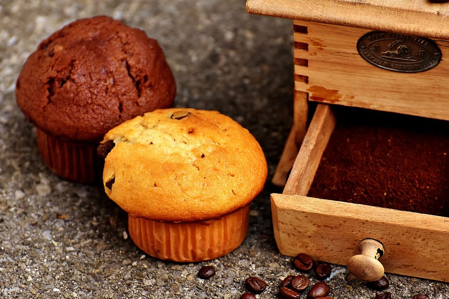 grinder, coffee, muffins, cake, coffee beans, enjoy, mill, caffeine HD wallpaper