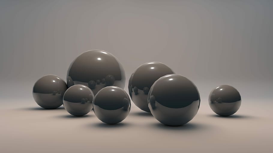 seven round gray balls digital wallpaper, background, decoration HD wallpaper