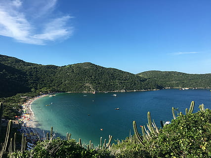 Arraial Do Cabo, Beach, mar, blue, sky, scenics, mountain, nature HD wallpaper
