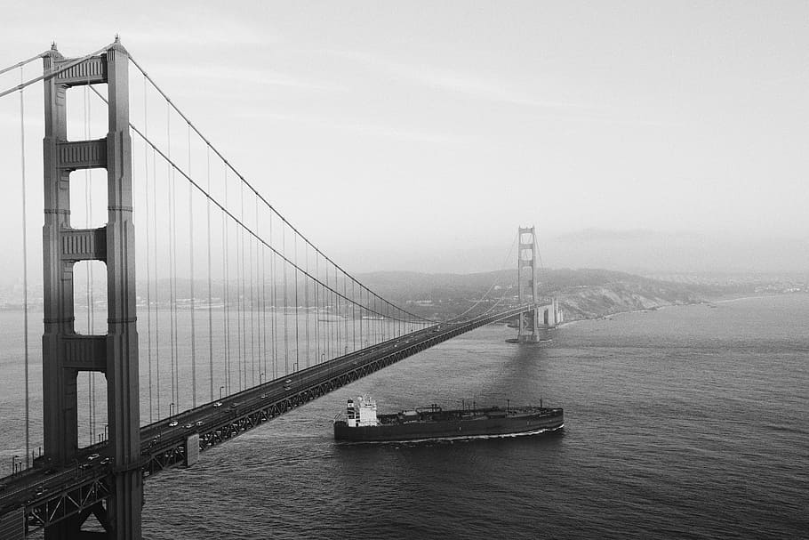 grayscale photo of Golden Gate Bridge, grayscale photo of golden gate bridge HD wallpaper
