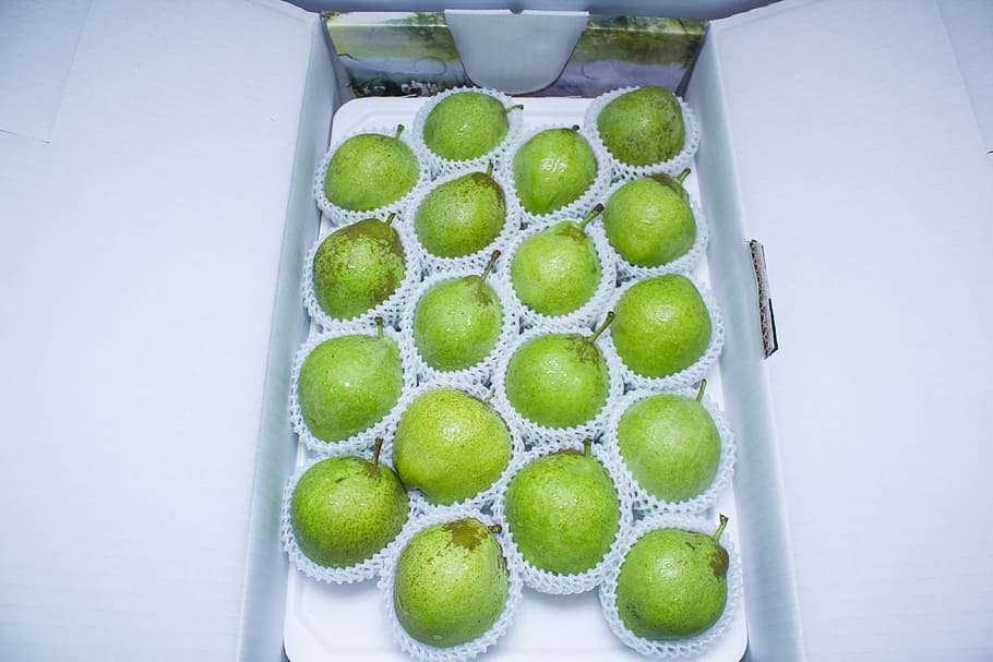 pear, fu pears, gift box, green color, no people, food, food and drink HD wallpaper