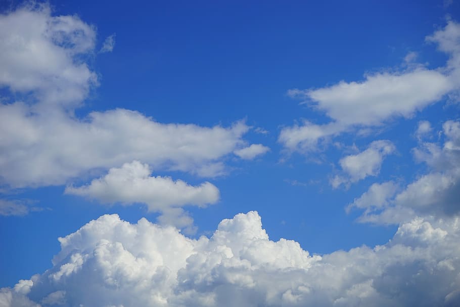 white clouds, sky, blue, cumulus clouds, nature, weather, backgrounds HD wallpaper