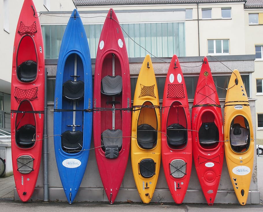 kayak, canoeing, rowing boat, sport, water sports, colorful, HD wallpaper