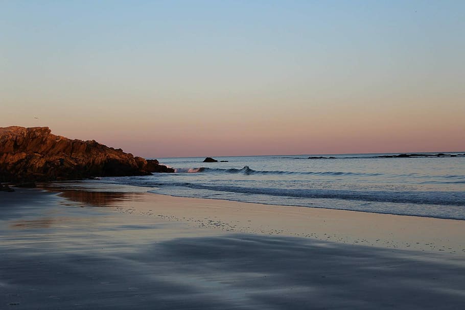 Ocean, Sunset, Beach, Nature, Reflection, horizon, dusk, golden HD wallpaper