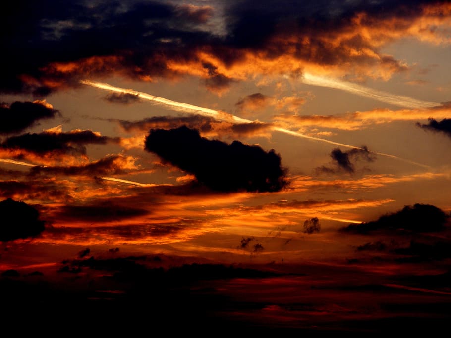 sunset, sky, cloud, twilight, shadows, cloud - sky, orange color HD wallpaper