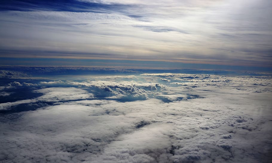 aircraft, cloud, clouds, sun, sky, white, blue, fly, shadow HD wallpaper