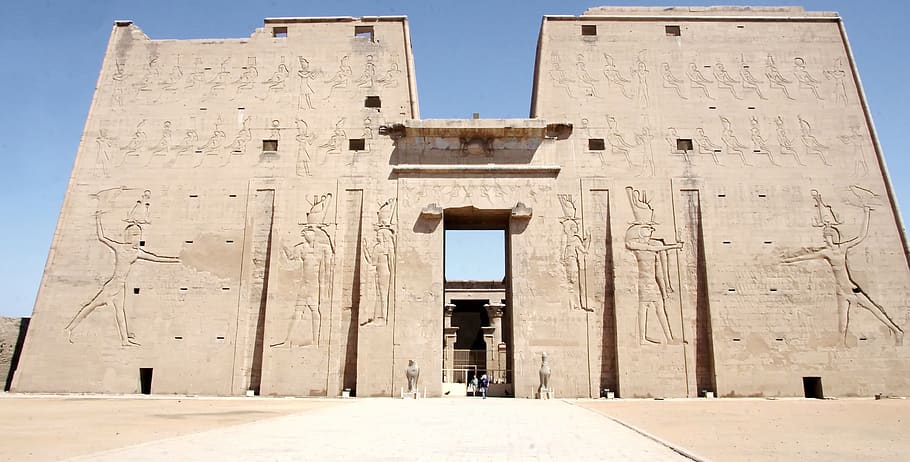 HD wallpaper: egypt, edfu, temple, architecture, facade, court, tower ...