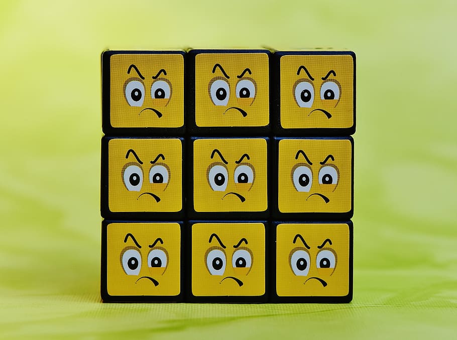 cube, smilies, grim, feelings, emoticon, mood, emotion, faces HD wallpaper