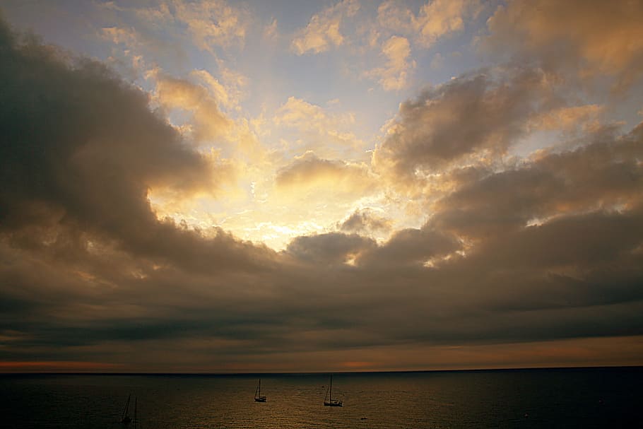 Sun, Survey, Seaside, Sunrise, sky, morning, landscape, colorful HD wallpaper