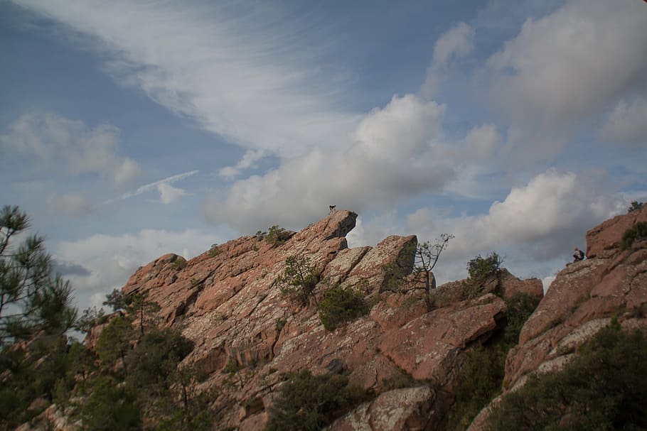 mountain, scalar, clouds, rock, mountaineering, peña, cloud - sky HD wallpaper