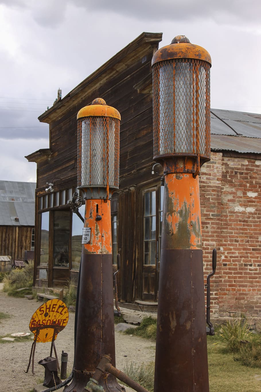 bodie, gold rush, old town, wooden buildings, gas station, ancient, HD wallpaper