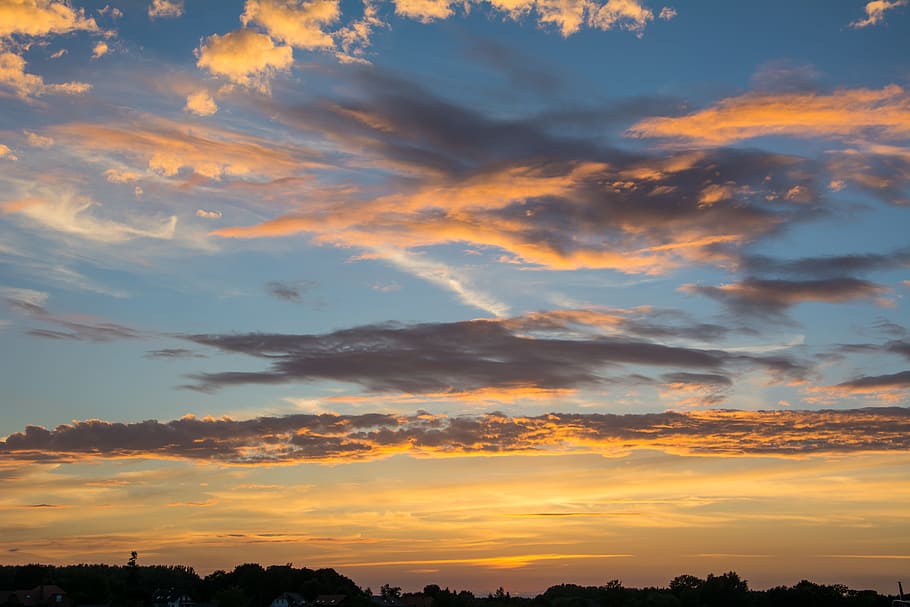 Sunset, Clouds, Evening, Sky, evening sky, abendstimmung, mood HD wallpaper