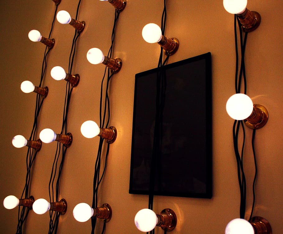 lights, box, bulb, art, screen, lighting equipment, indoors HD wallpaper