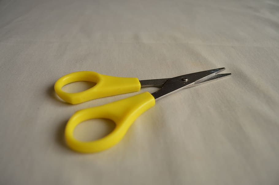 scissors, yellow, stationery, cut, single object, metal, no people HD wallpaper