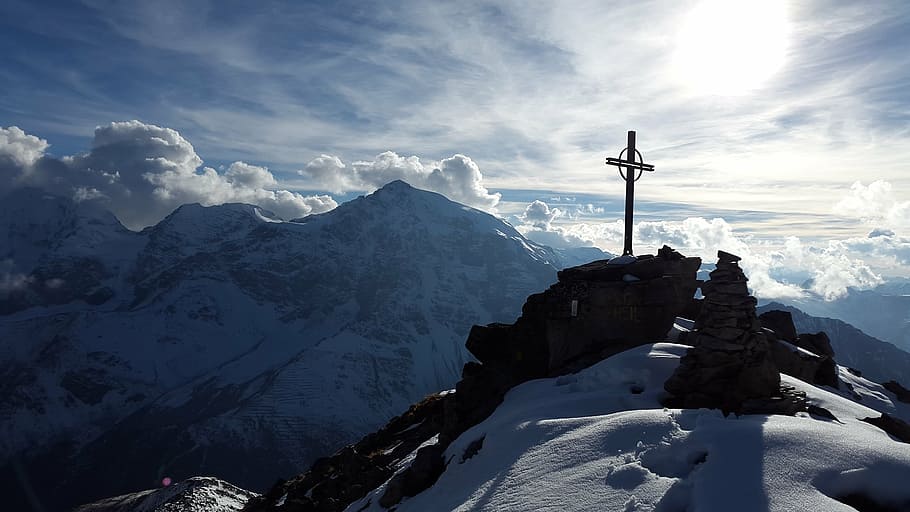 snow covered mountain under cloudy sky during daytime, schoneck HD wallpaper