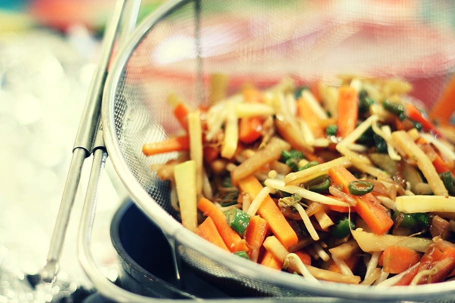 selective focus photo of vegetable in sieve, asia, cook, prepare HD wallpaper