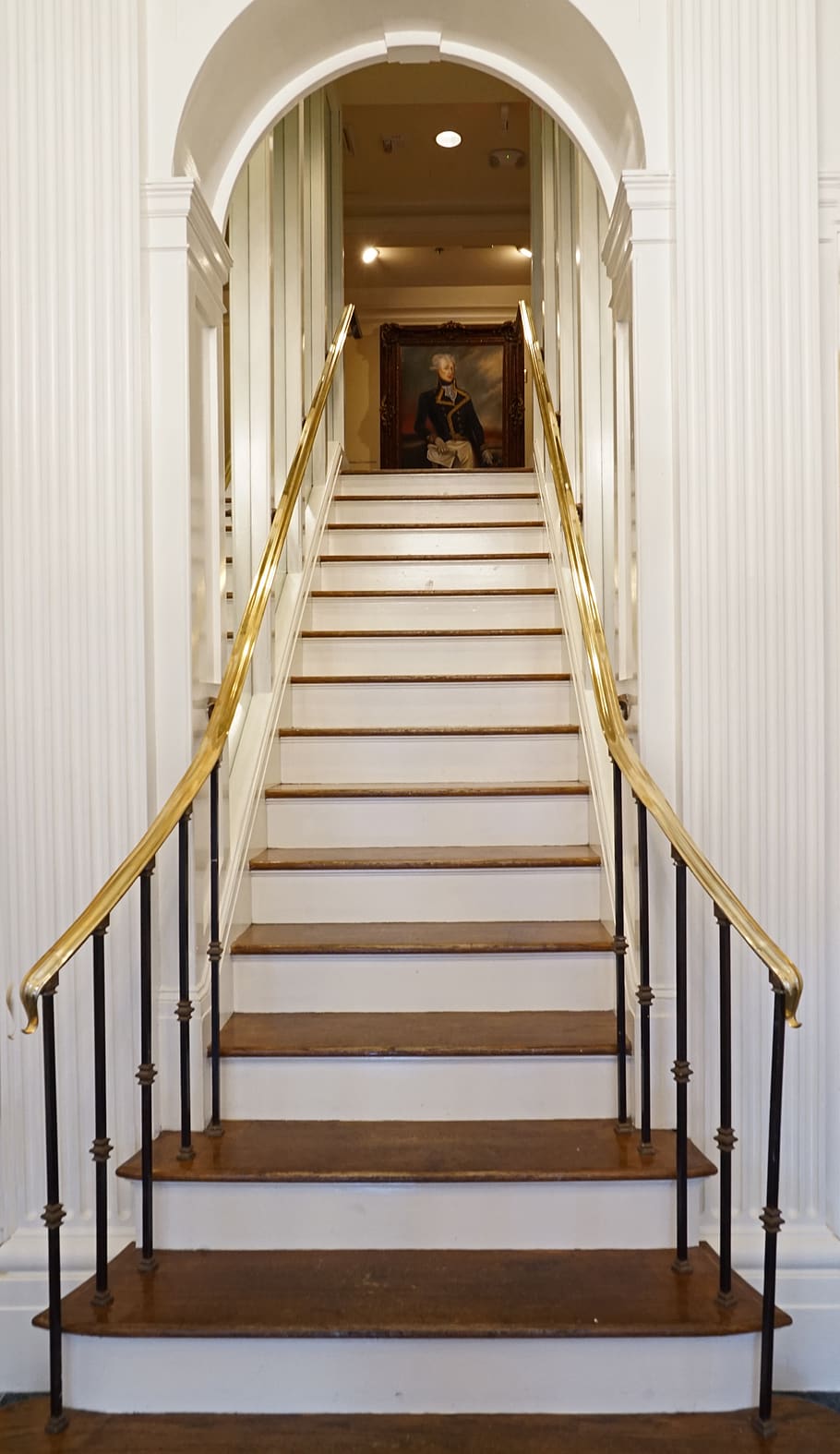 step, architecture, handrail, steps, upstairs, passage, door HD wallpaper