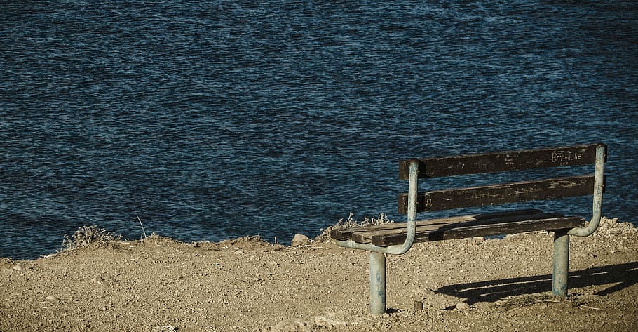 bench, sea, view point, kapparis, cyprus, water, beach, land HD wallpaper