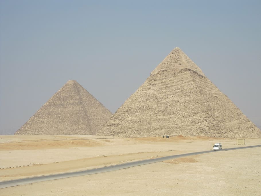 pyramids, egypt, desert, holiday, sand, construction, old, year HD wallpaper