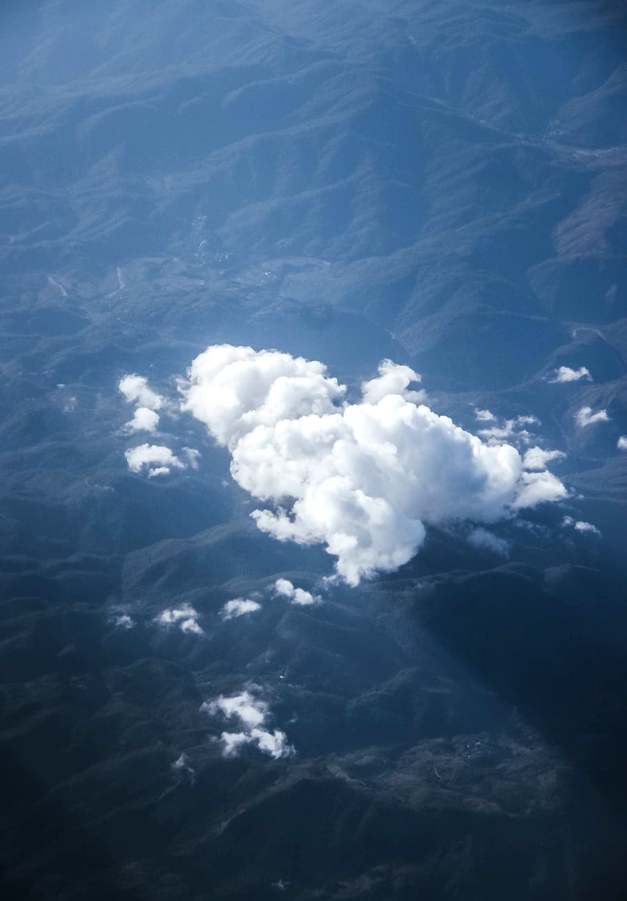 clouds on the world, sky, cloud thought, blue, white, fluffy HD wallpaper