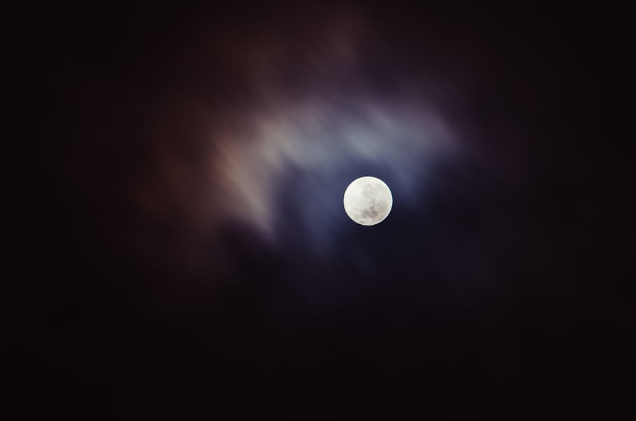 moon, light, bright, dark, clouds, sky, night, space, astronomy HD wallpaper