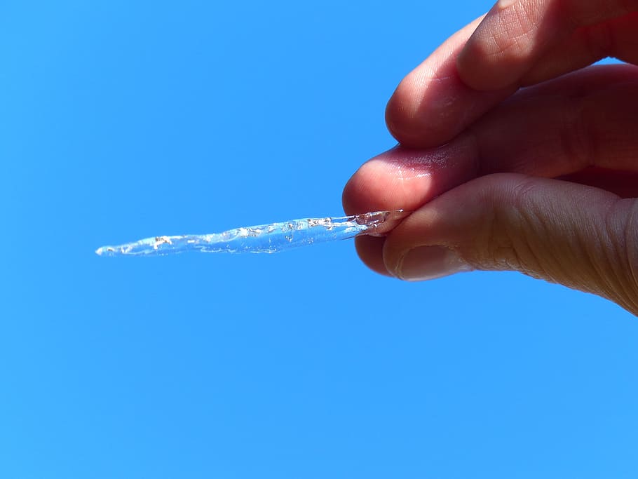 Hand, Icicle, Keep, Cold, Melt, Ice, winter, sky, blue, detention HD wallpaper