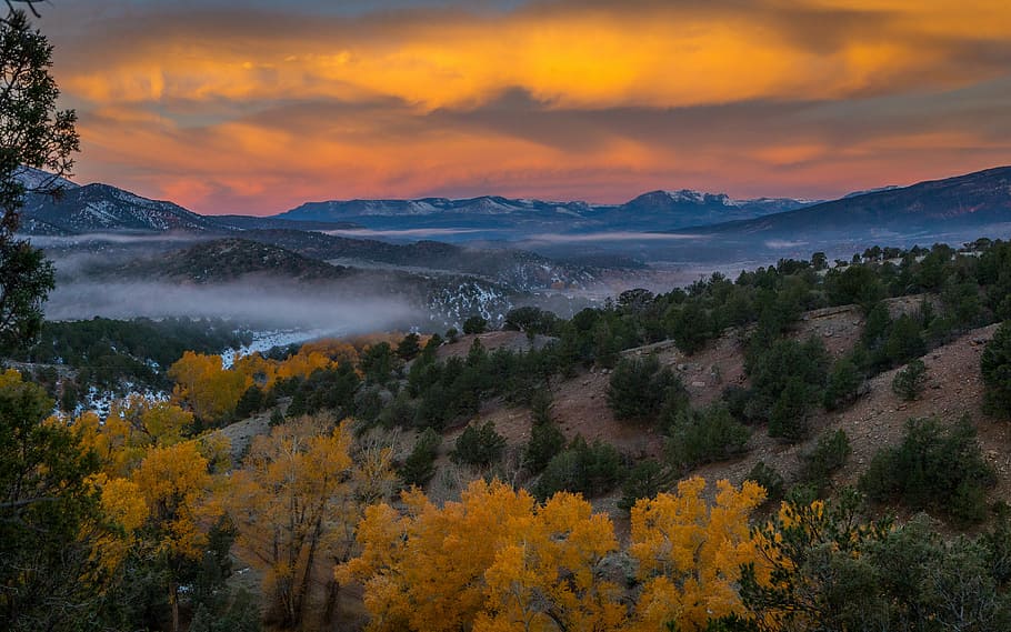 aerial shot photo of mountain, bird's eye view of mountain, mountain range HD wallpaper