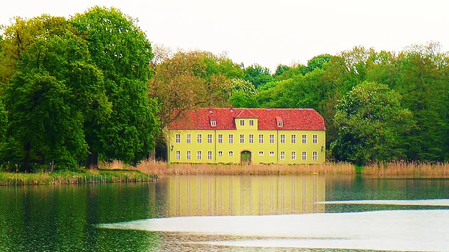 manor, building, manor house, architecture, property, at the lake, HD wallpaper