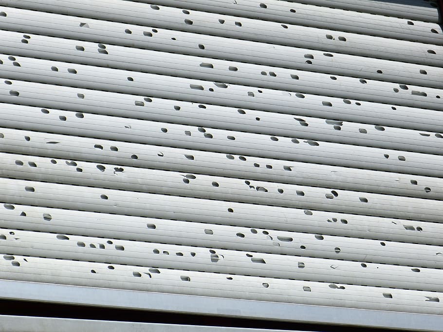 Roller Shutter, Dents, Hail, Damage, hail damage, damaged, impact HD wallpaper
