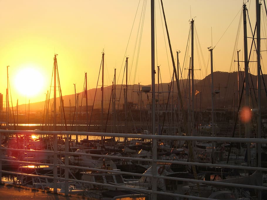 dawn, summer, sunset, nautical Vessel, sea, harbor, sky, transportation HD wallpaper