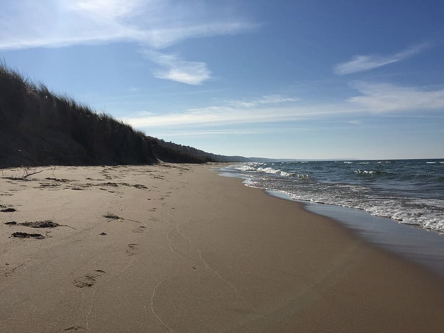 beach, dunes, michigan, sea, nature, sand, coastline, land HD wallpaper