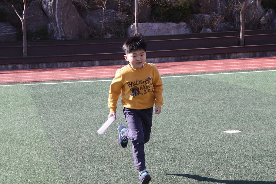 children's, running, athletic, real people, one person, front view HD wallpaper