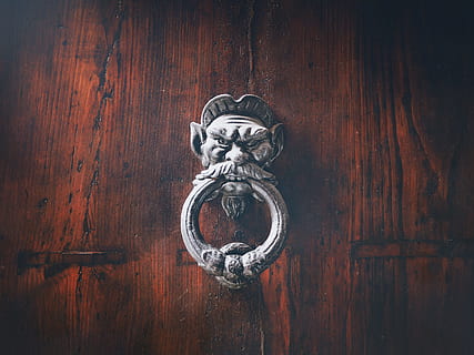 gray metal door knocker, Thumper, Handle, Old, Doorknocker HD wallpaper