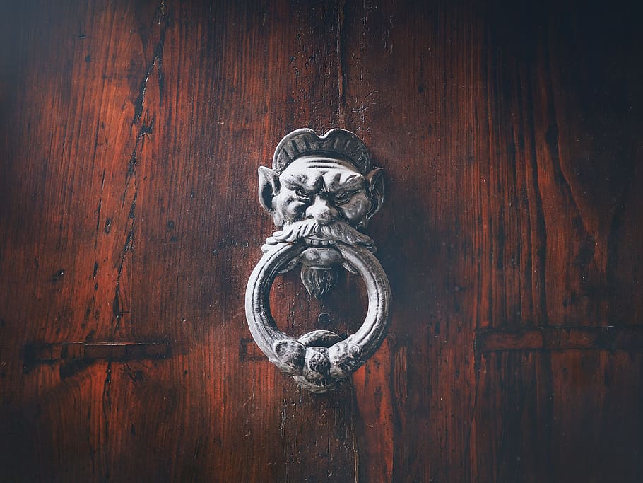 gray metal door knocker, Thumper, Handle, Old, Doorknocker HD wallpaper