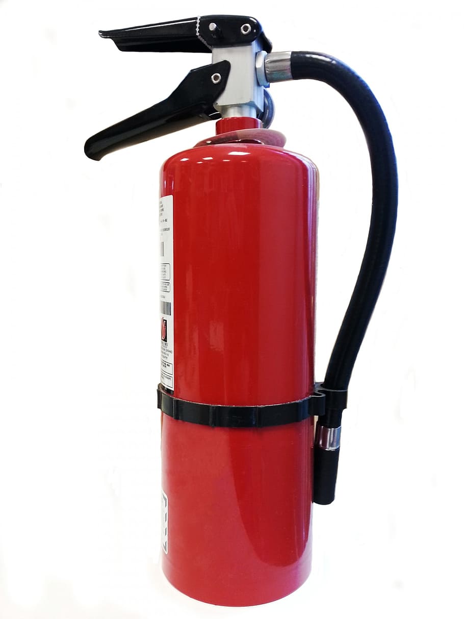 red fire extinguisher with white background, conflagration HD wallpaper