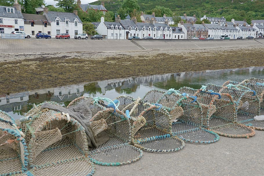 scotland, ullapool, port, water, architecture, day, fishing industry HD wallpaper