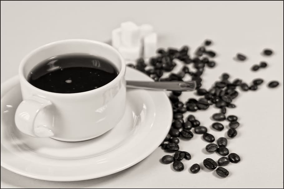 cup of coffee beside coffee beans, benefit from, coffee cup HD wallpaper